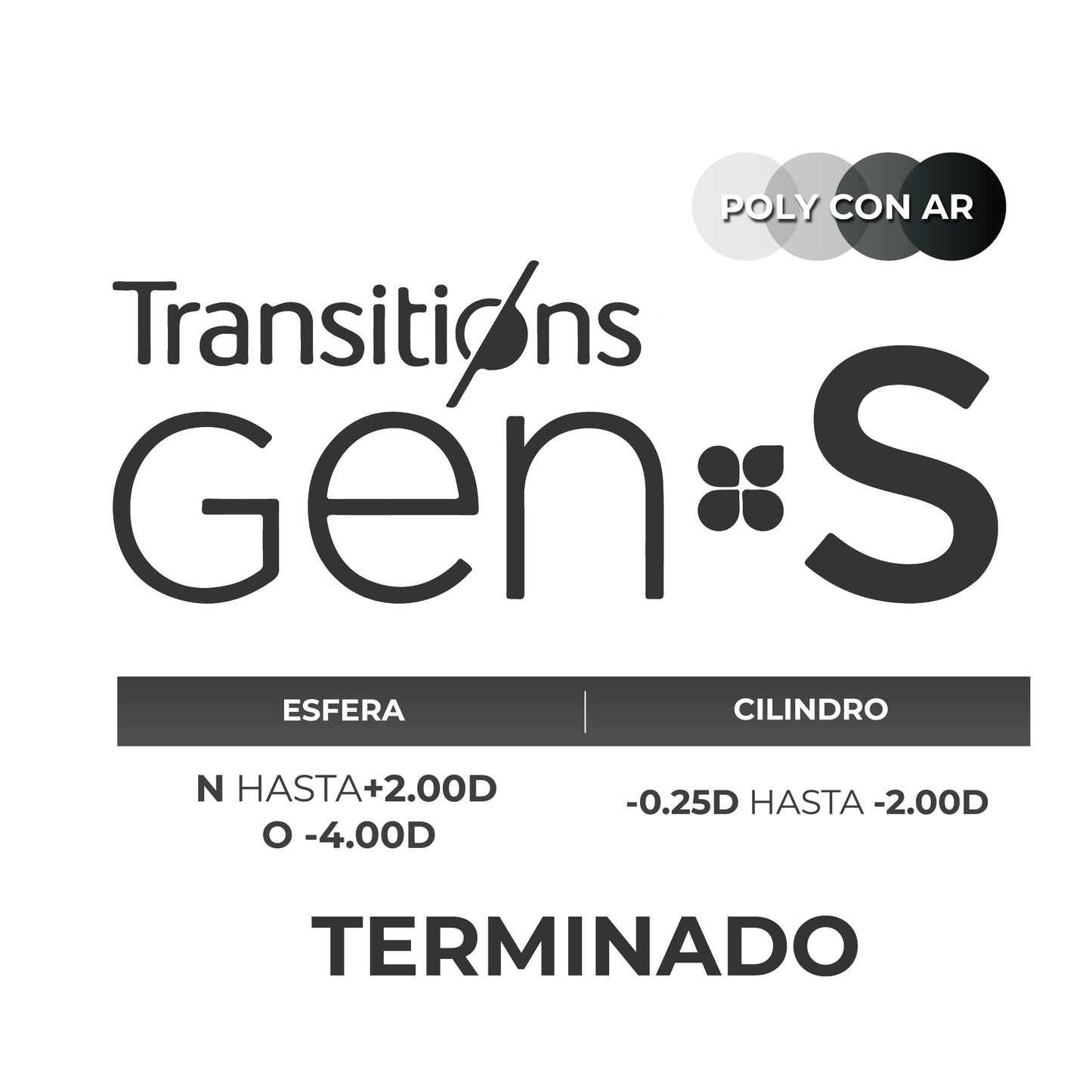 Transitions Gen S Gris con Antirreflejo - Poly 1.59 Terminado (Extrarango)